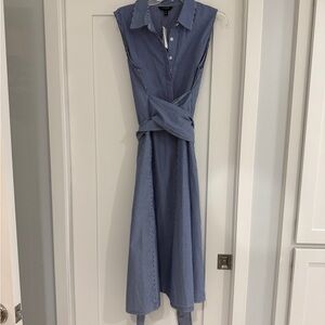 Banana Republic Blue Midi Polo Collar Dress